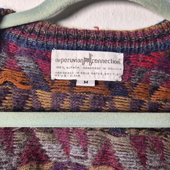Peruvian Connection Abstract 100% Alpaca Geometric Sweater M - Picture 5 of 5